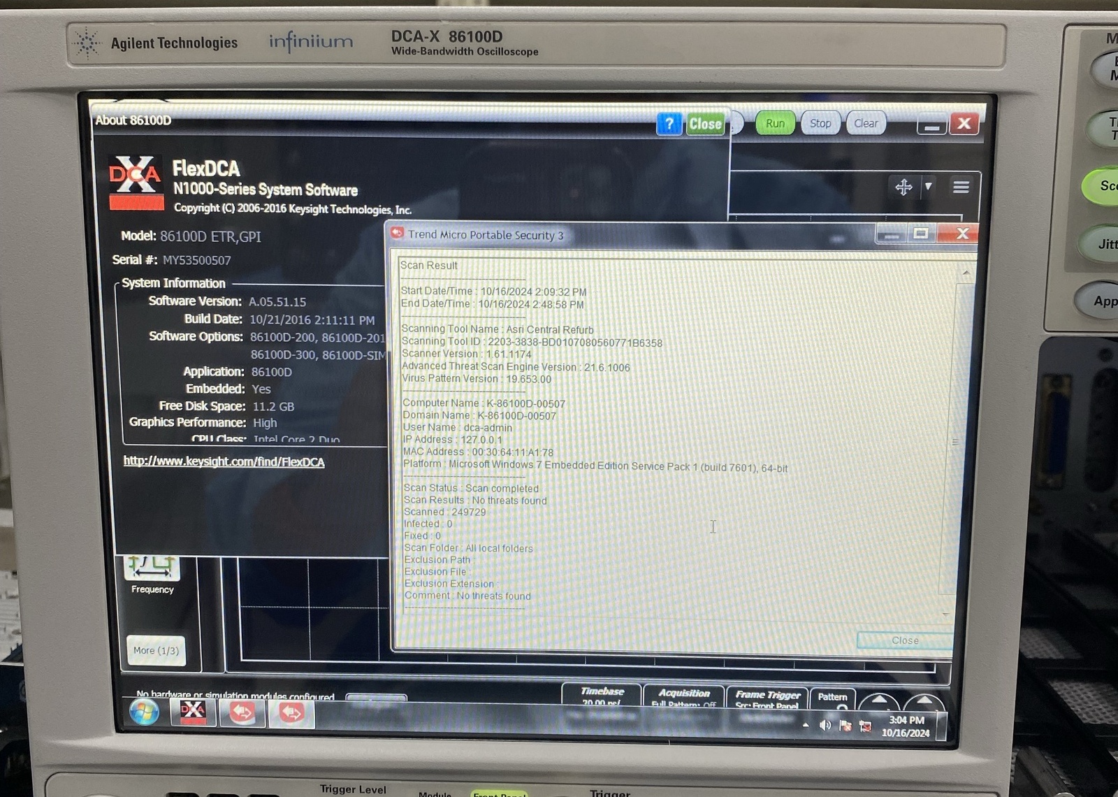 Keysight 86100D Infiniium DCA-X Wide-Bandwidth Oscilloscope Mainframe