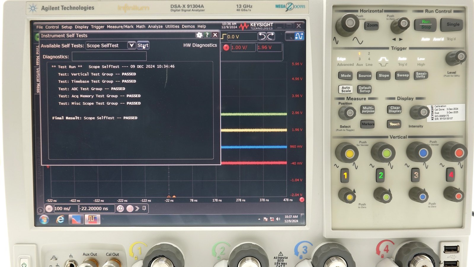 Keysight DSAX91304A Infiniium High-Performance Oscilloscope / 13 GHz / 80/40 GSAa/s / 4 Channel / 50M