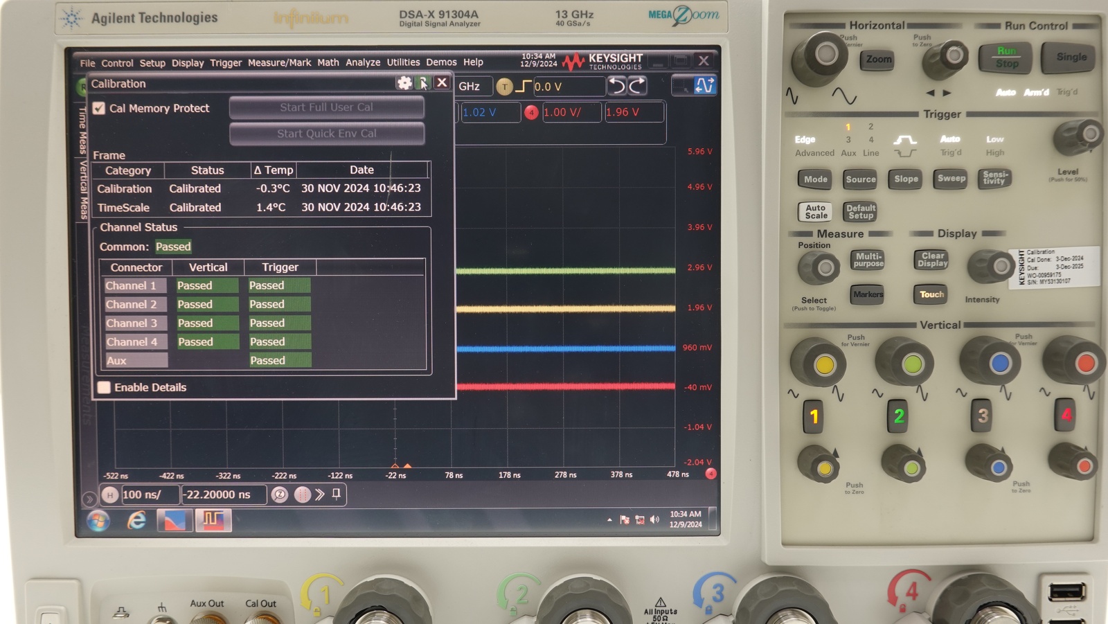 Keysight DSAX91304A Infiniium High-Performance Oscilloscope / 13 GHz / 80/40 GSAa/s / 4 Channel / 50M