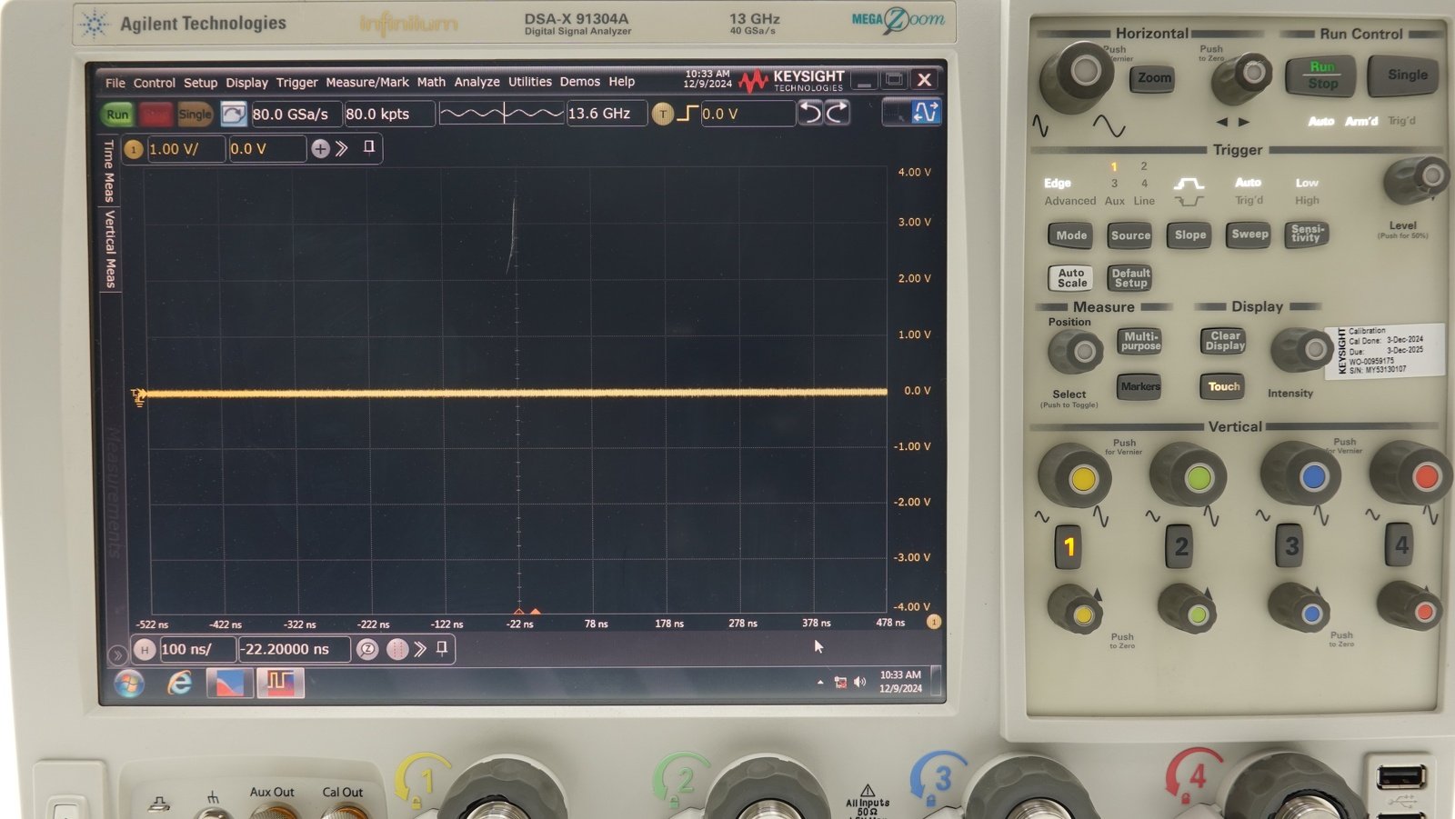 Keysight DSAX91304A Infiniium High-Performance Oscilloscope / 13 GHz / 80/40 GSAa/s / 4 Channel / 50M