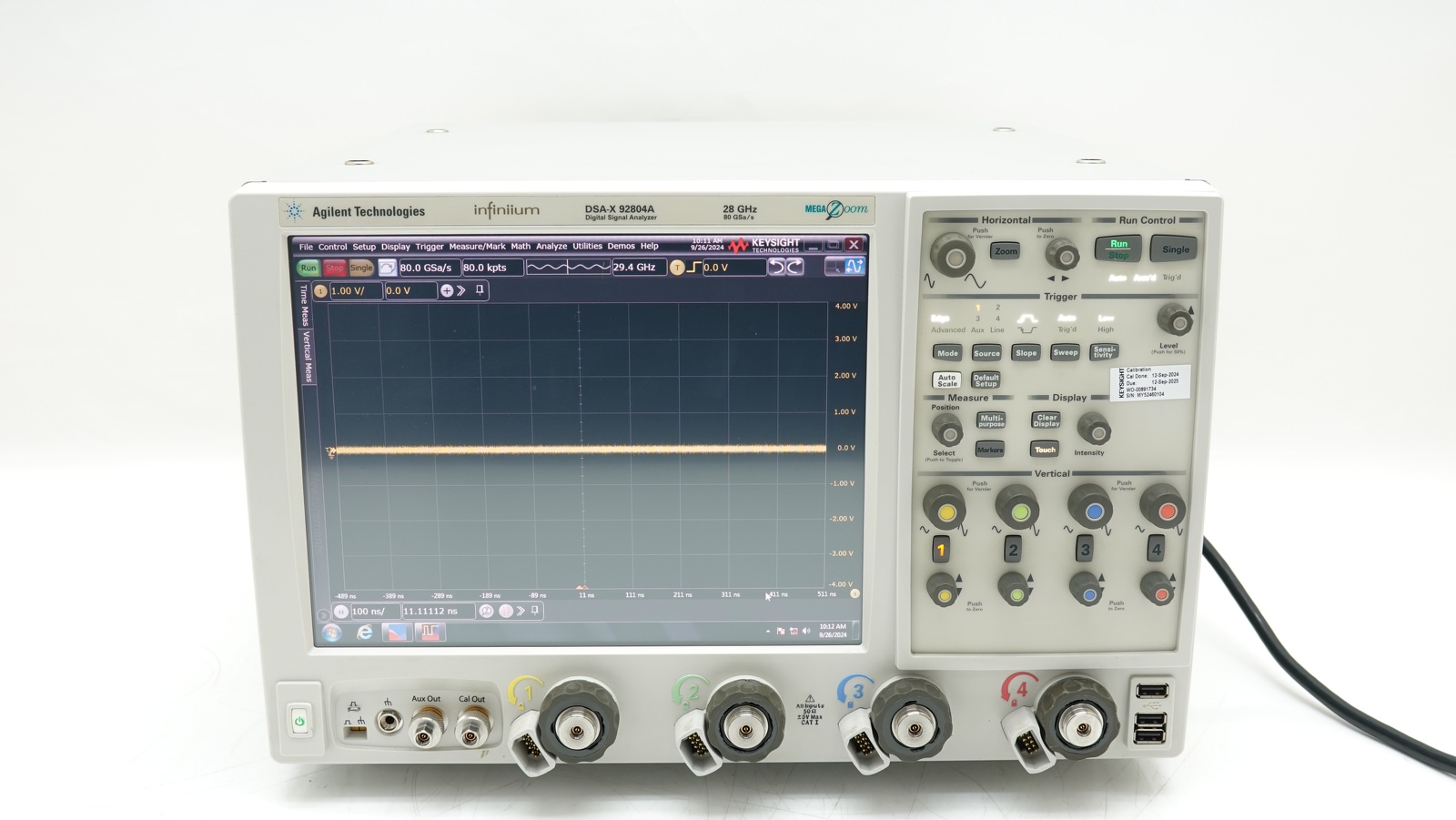 Keysight DSAX92804A Infiniium High-Performance Oscilloscope / 28 GHz / 80/40 GSa/s / 4 Channel / 50M