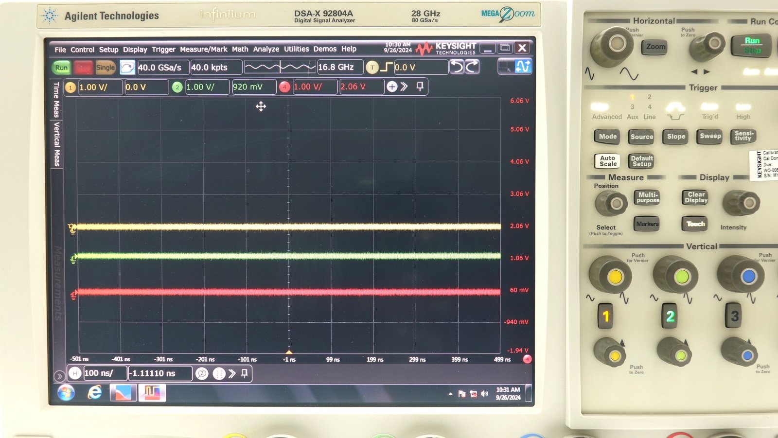 Keysight DSAX92804A Infiniium High-Performance Oscilloscope / 28 GHz / 80/40 GSa/s / 4 Channel / 50M