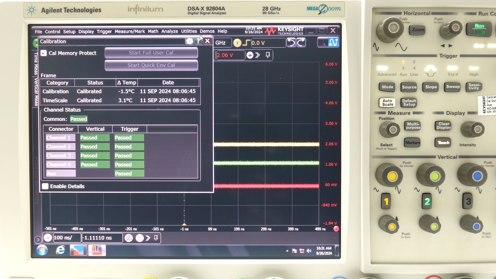 Keysight DSAX92804A Infiniium High-Performance Oscilloscope / 28 GHz / 80/40 GSa/s / 4 Channel / 50M