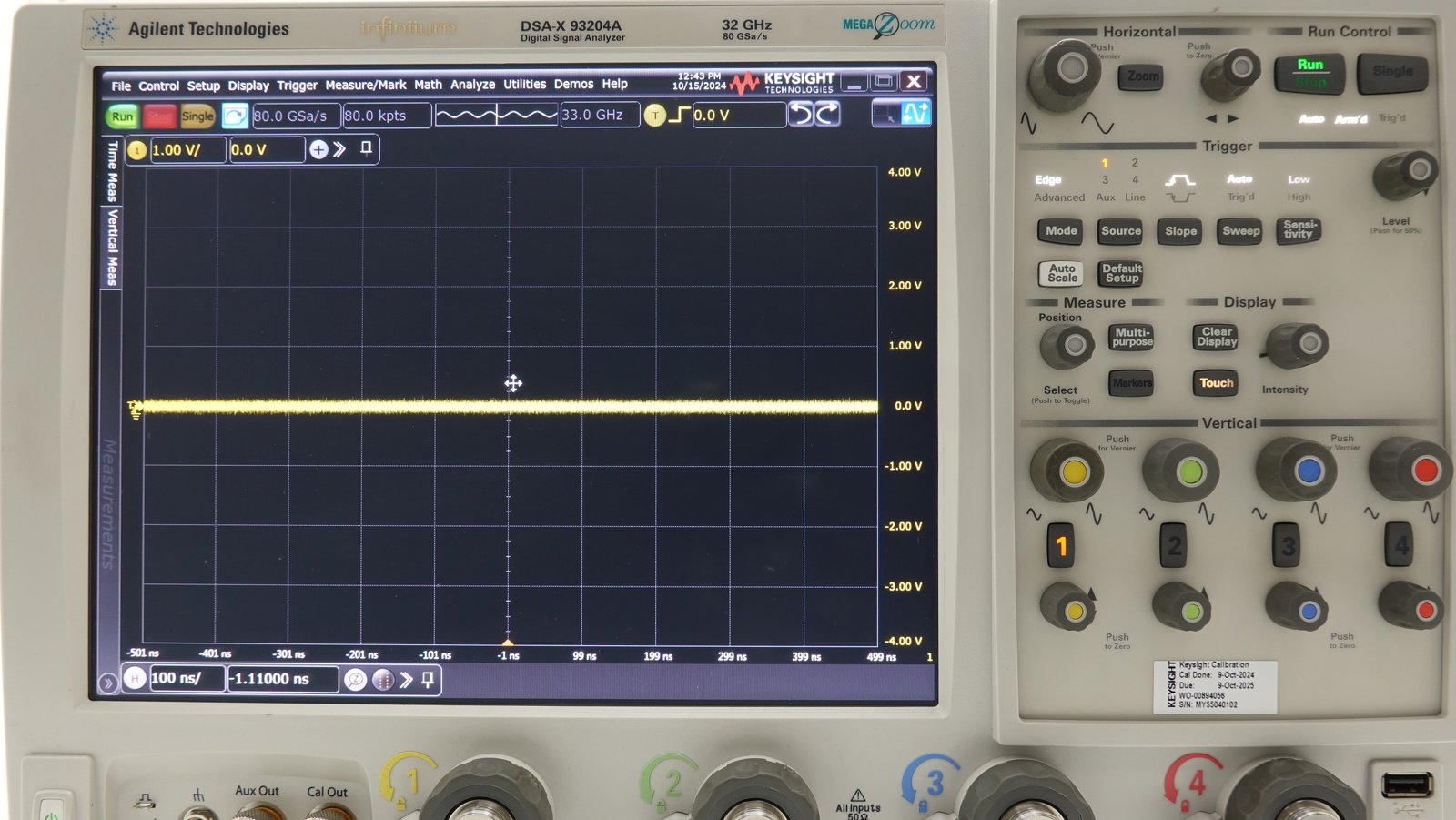 Keysight DSAX93204A Infiniium High-Performance Oscilloscope / 33 GHz / 80/40 GSa/s / 4 Channel / 50M