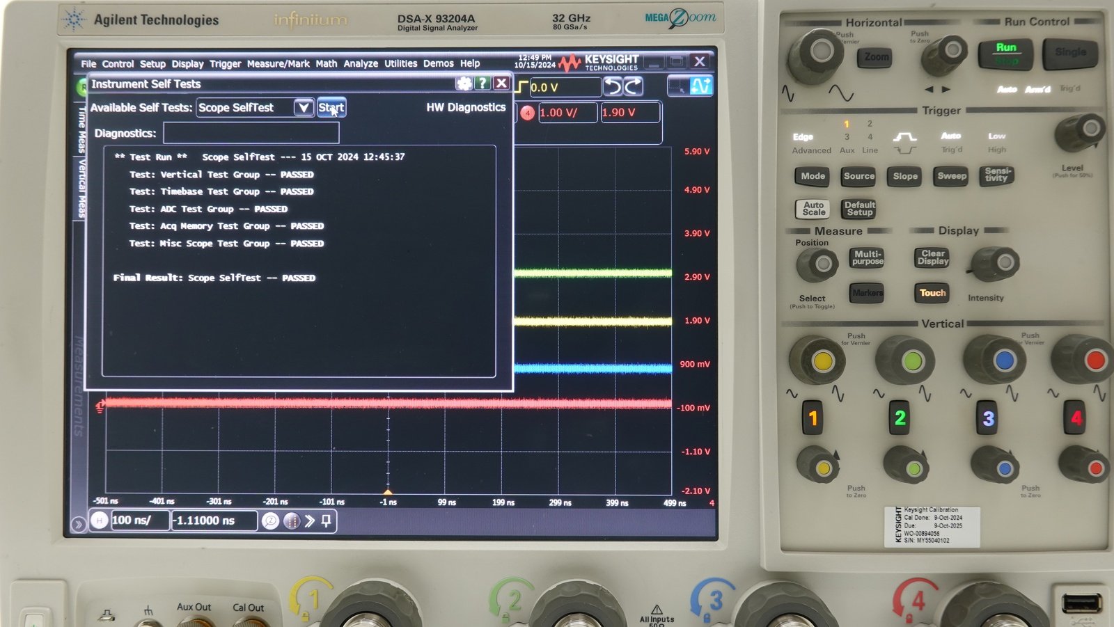 Keysight DSAX93204A Infiniium High-Performance Oscilloscope / 33 GHz / 80/40 GSa/s / 4 Channel / 50M