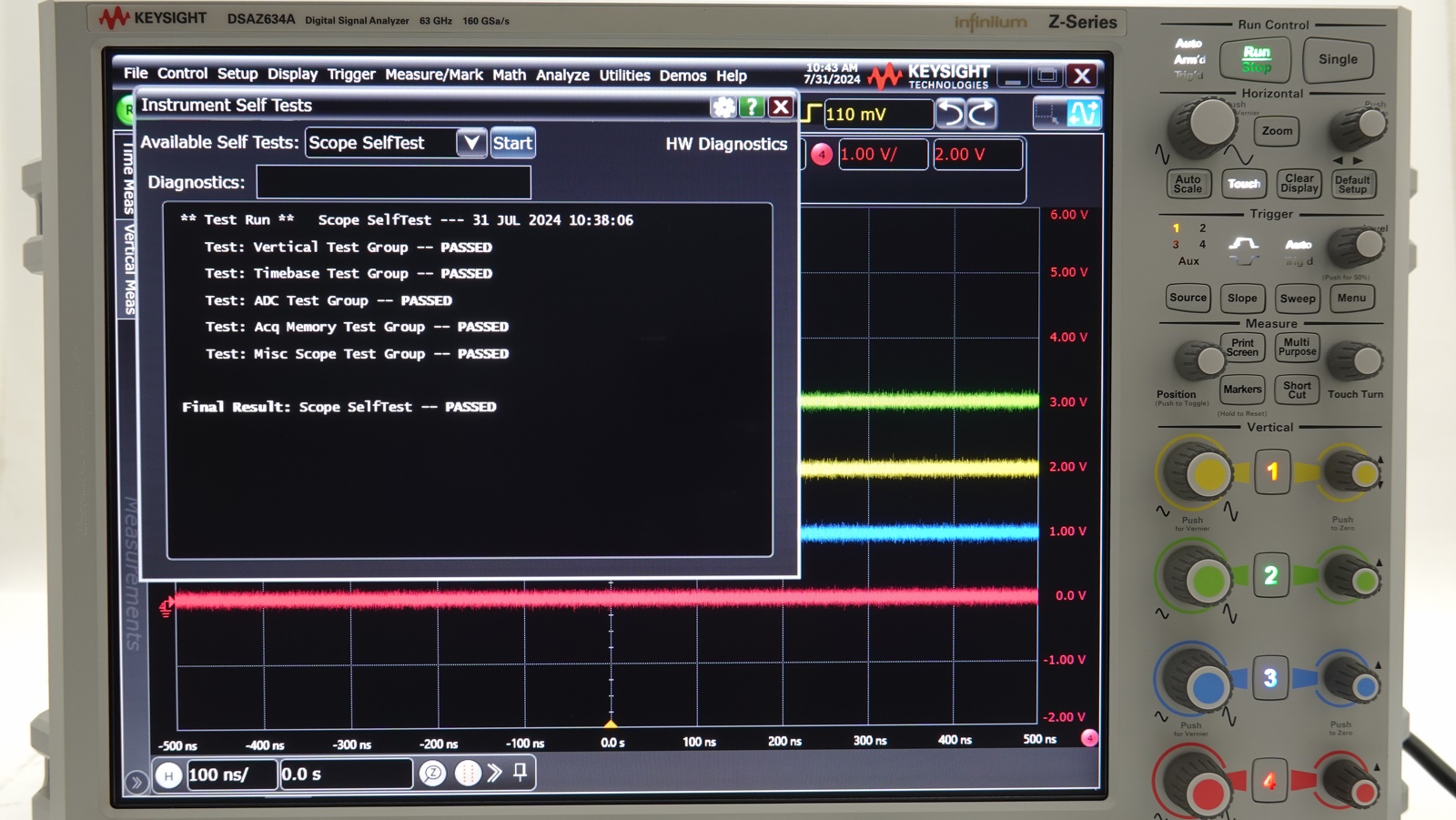 Keysight DSAZ634A Infiniium Oscilloscope / 63 GHz / 160/80 GSa/s / 4 Channels