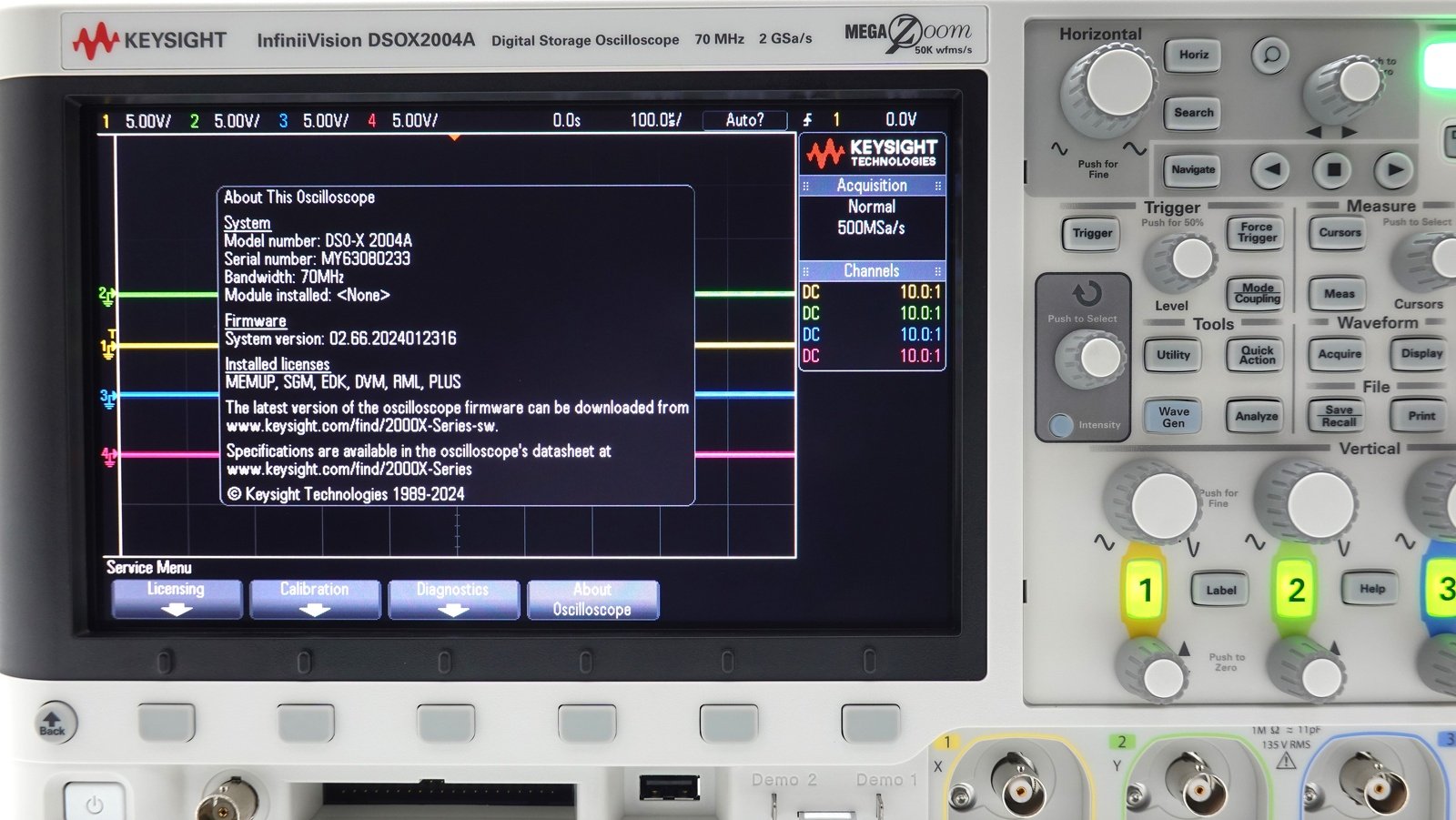 Keysight DSOX2004A Oscilloscope / 70 MHz / 4 Analog Channels