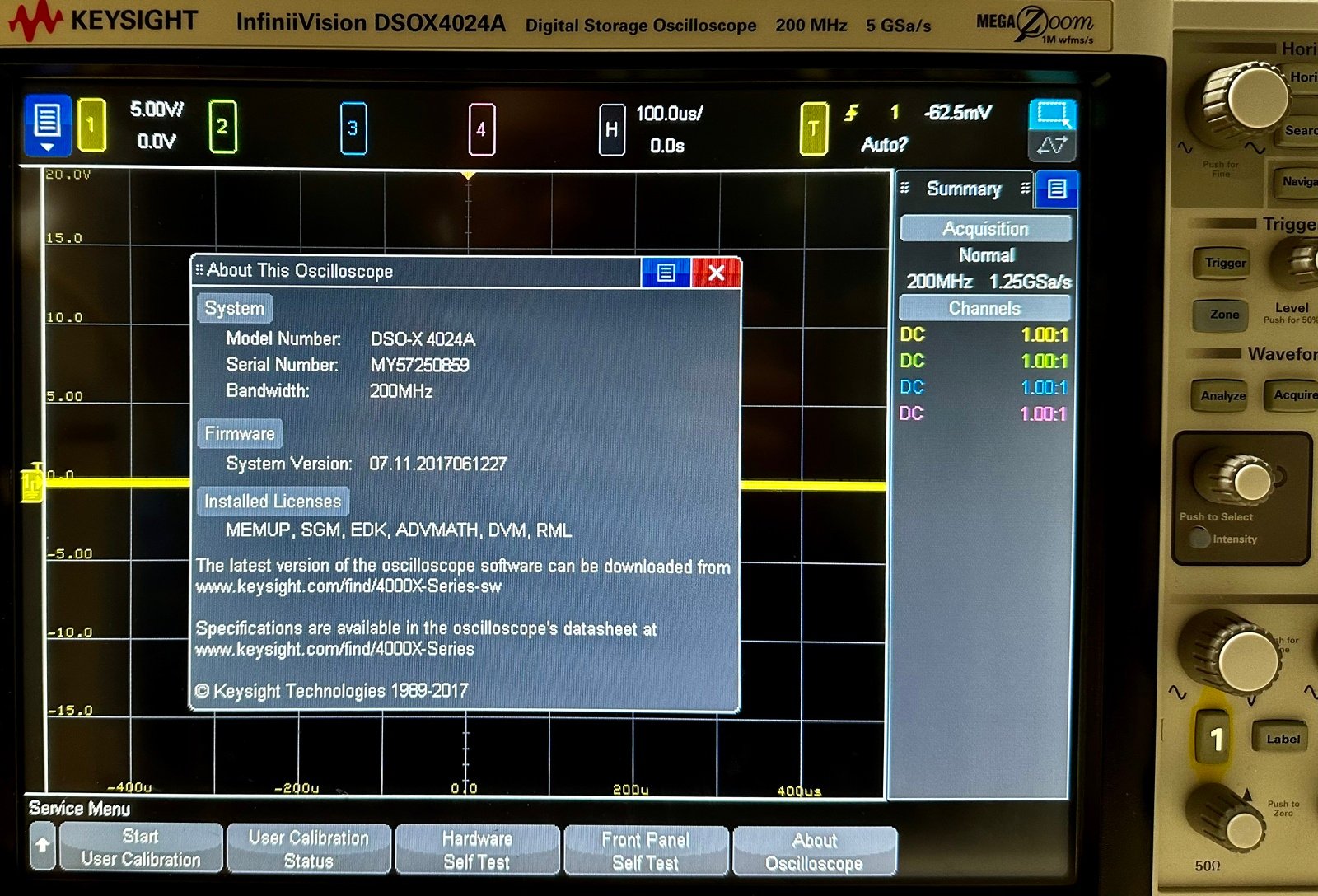 Keysight DSOX4024A Oscilloscope / 200 MHz / 4 Analog Channels