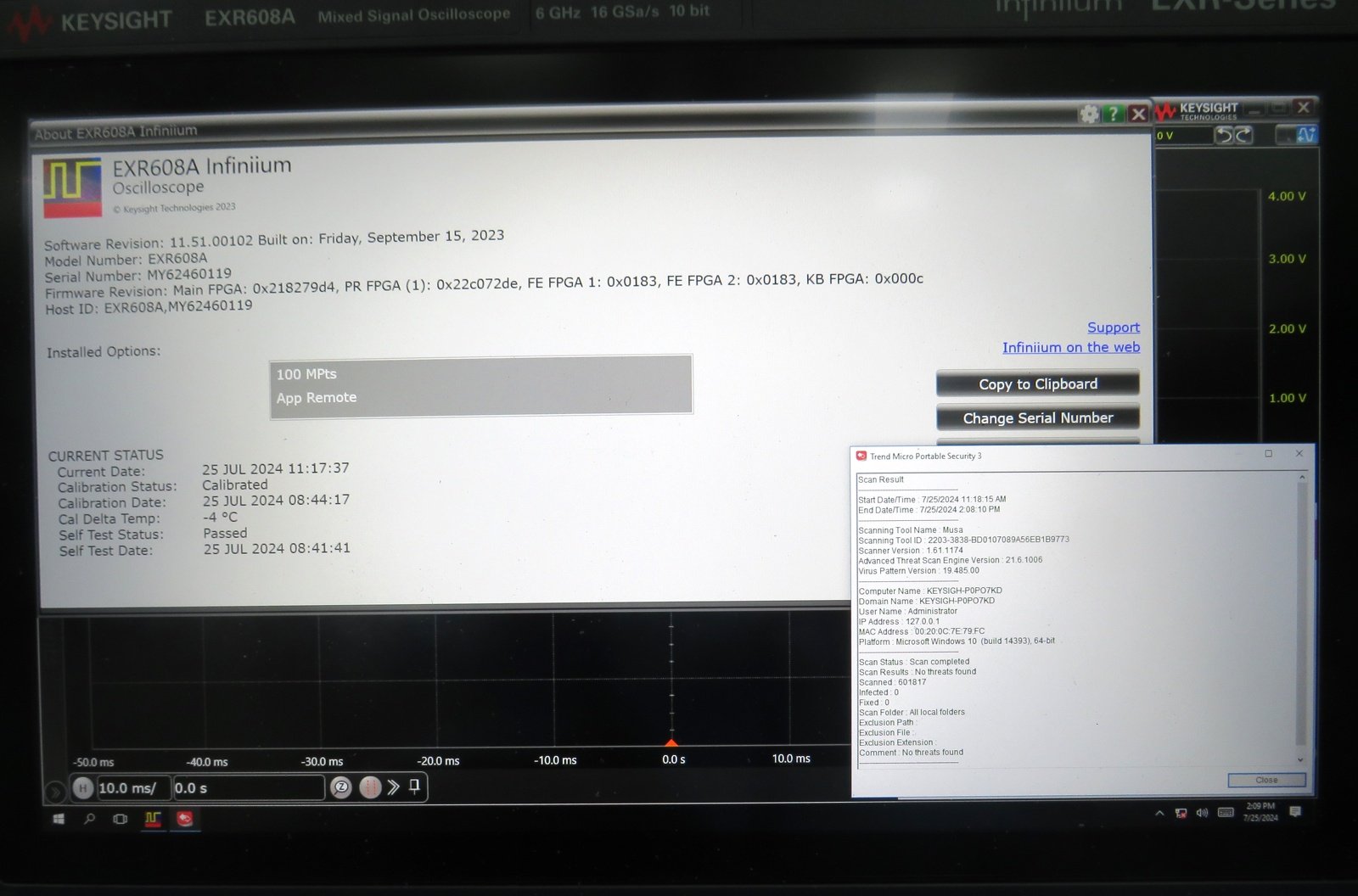 Keysight EXR608A Infiniium EXR-Series Real-Time Oscilloscope / 6 GHz / 16 GSa/s / 8 Channels