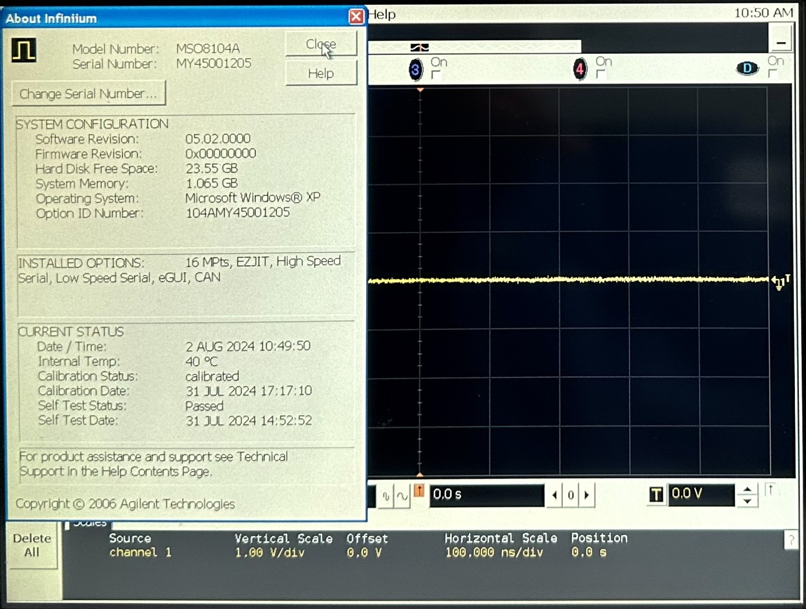 Keysight MSO8104A Infiniium Mixed Signal Oscilloscope / 1 GHz / 4 Scope and 16 Digital Channels