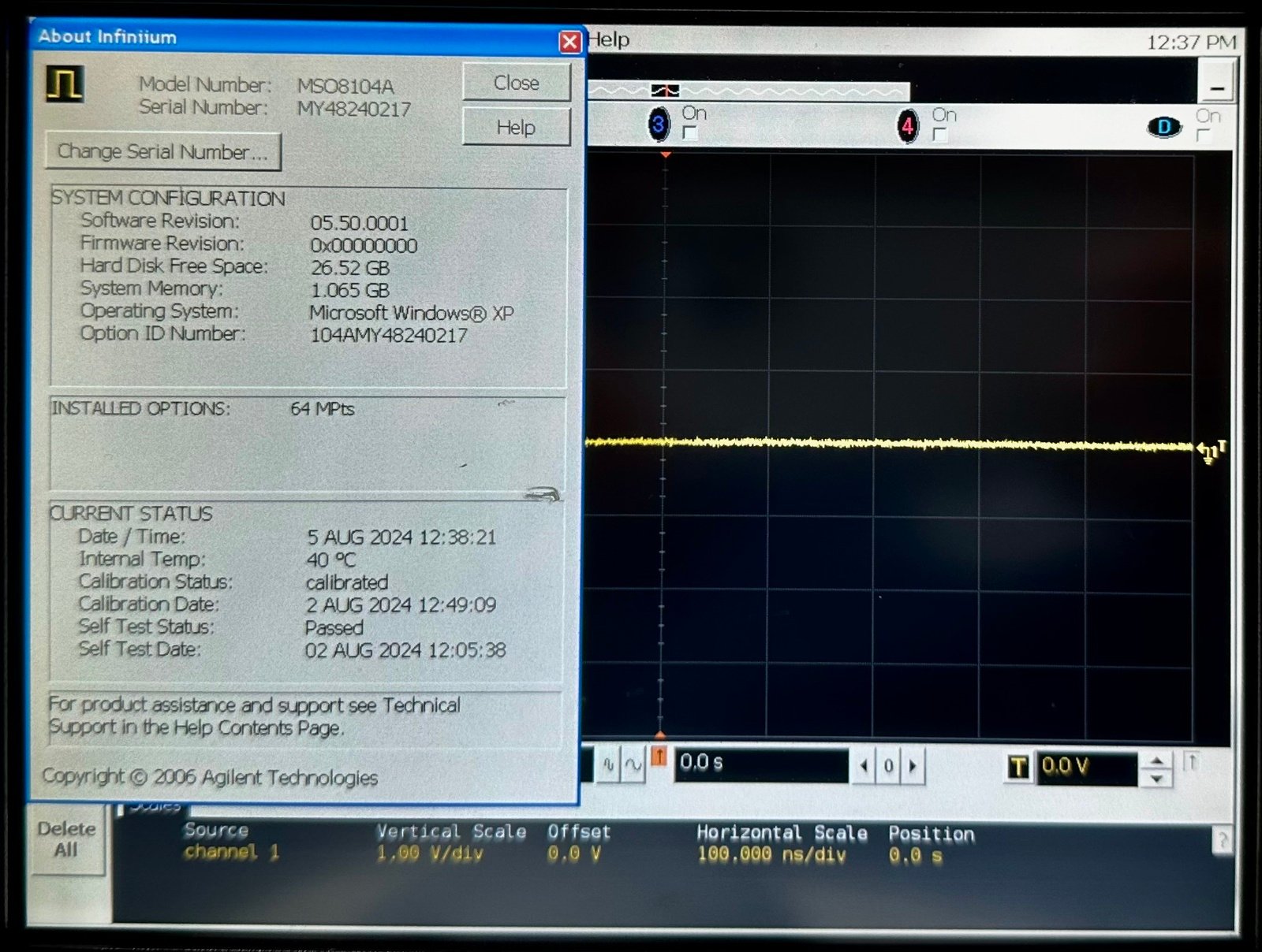 Keysight MSO8104A Infiniium Mixed Signal Oscilloscope / 1 GHz / 4 Scope and 16 Digital Channels