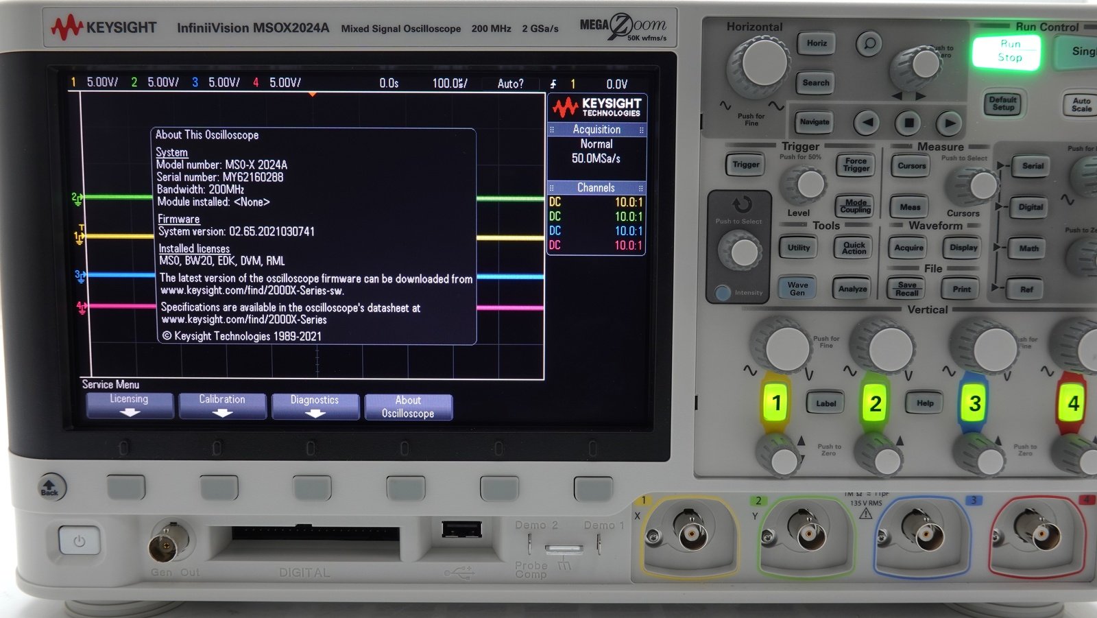 Keysight MSOX2024A Mixed Signal Oscilloscope / 200 MHz / 4 Analog Plus 8 Digital Channels