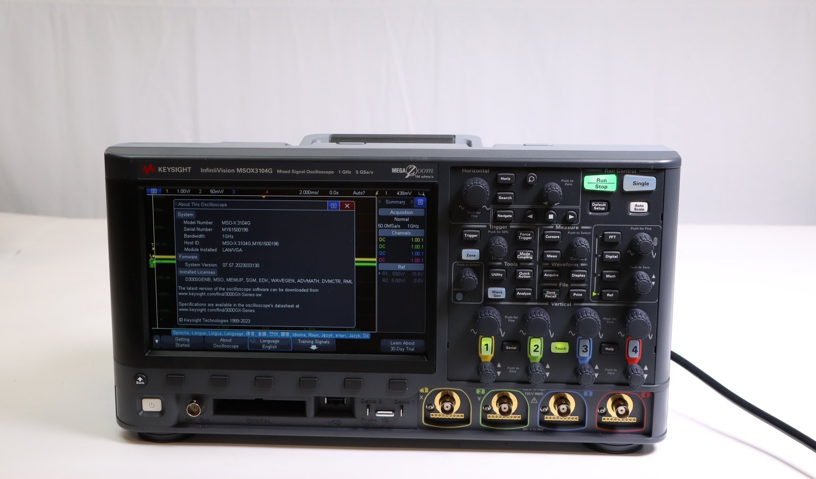 Keysight MSOX3104G Mixed Signal Oscilloscope / 1 GHz / 4 Analog Plus 16 Digital Channel