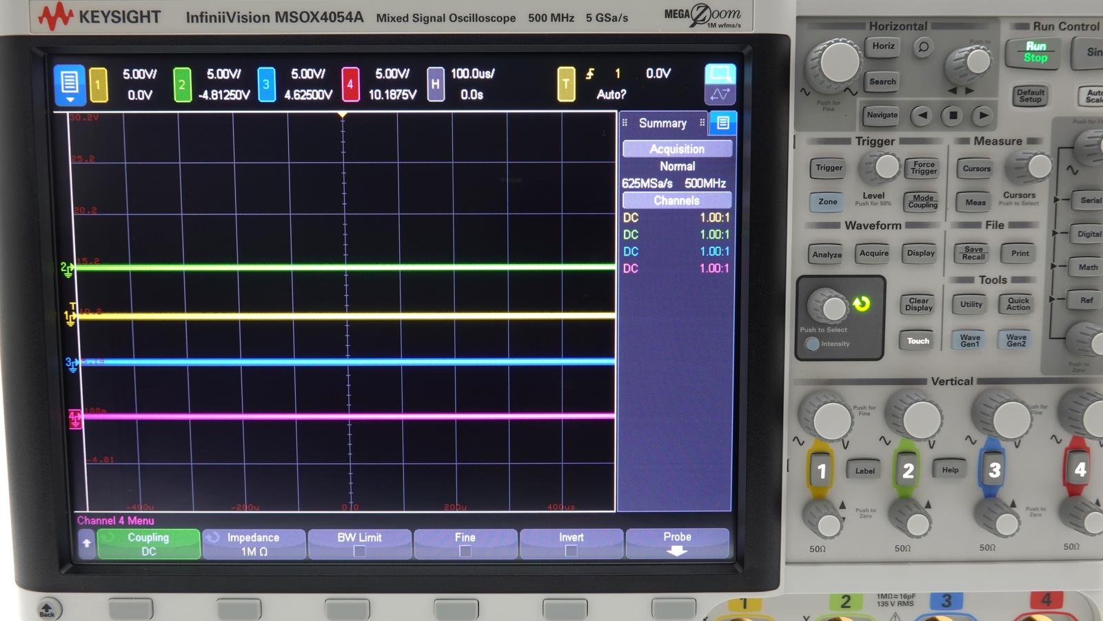 Keysight MSOX4054A Mixed Signal Oscilloscope / 500 MHz / 4 Analog Plus 16 Digital Channels