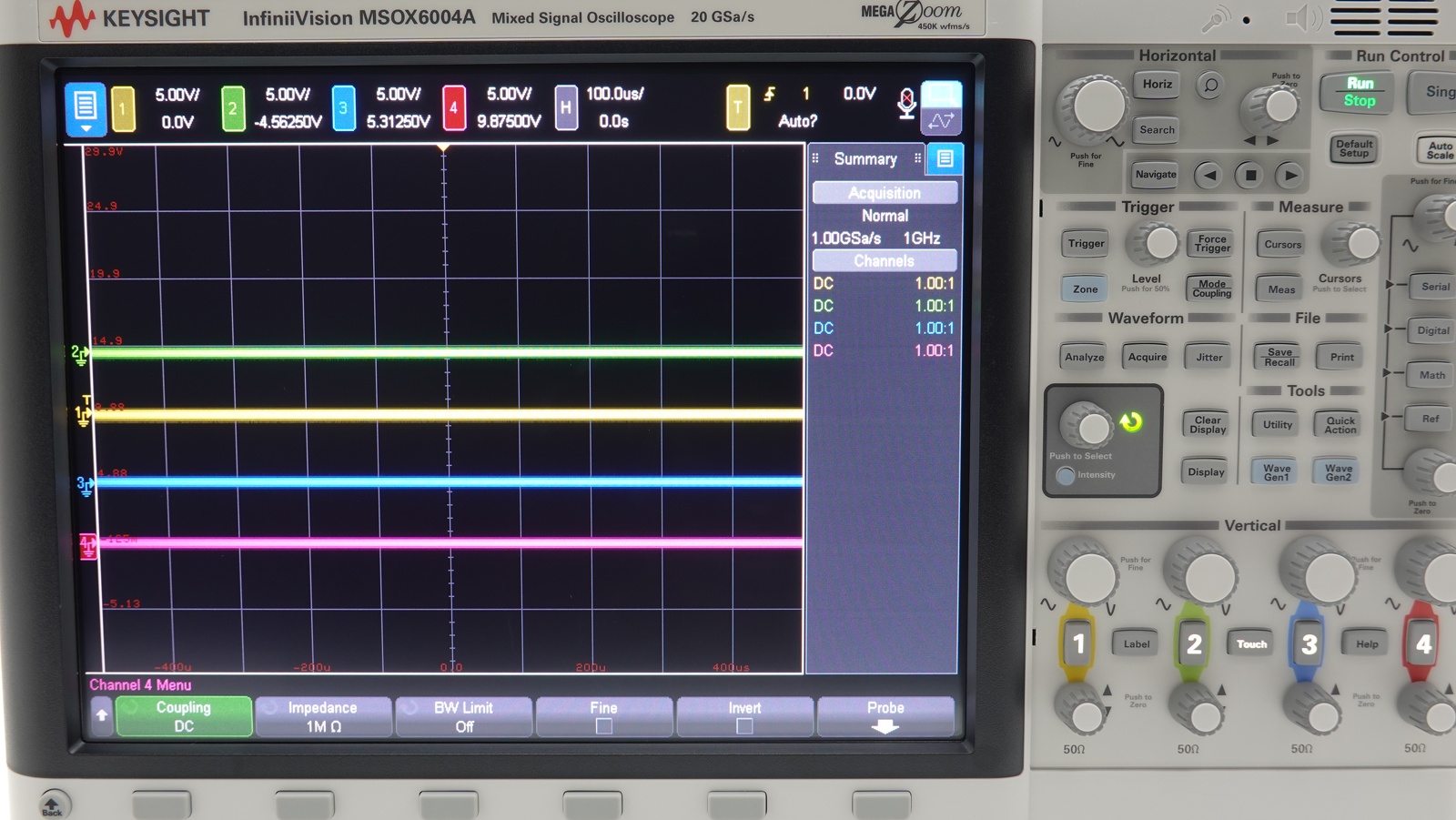 Keysight MSOX6004A Mixed Signal Oscilloscope / 1 GHz to 6 GHz / 4 Analog Plus 16 Digital Channels