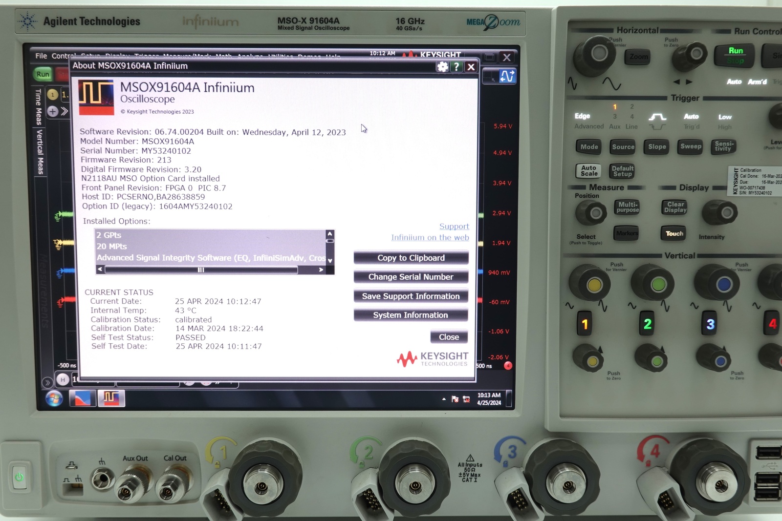 Keysight MSOX91604A Infiniium High-Performance Oscilloscope / 16 GHz / 80/40 GSa/s / 4 Channels