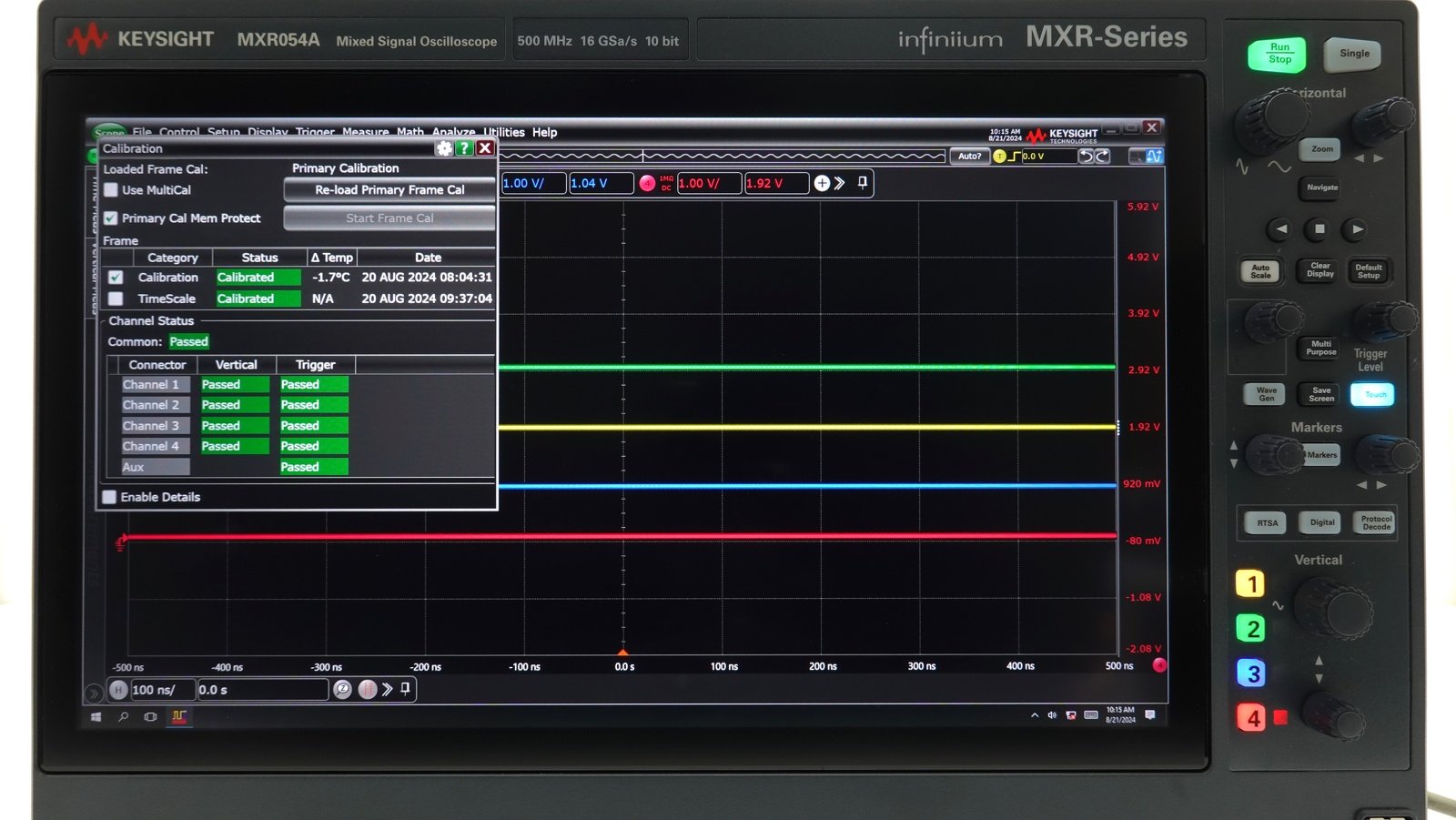 Keysight MXR054A Infiniium MXR-Series Real-Time Oscilloscope / 500 MHz / 16 GSa/s / 4 Channels