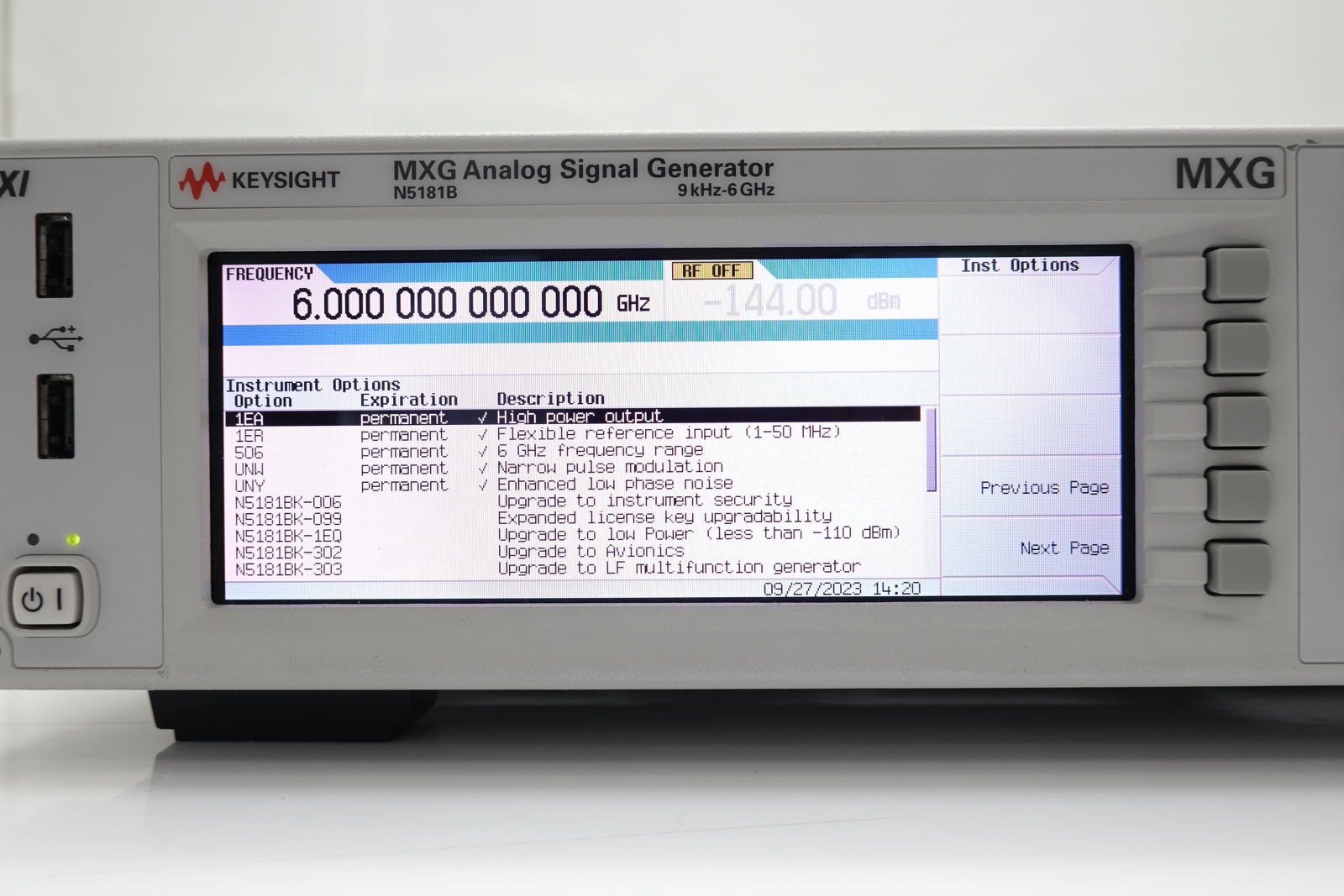 Keysight N5181B-506 9 kHz to 6 GHz