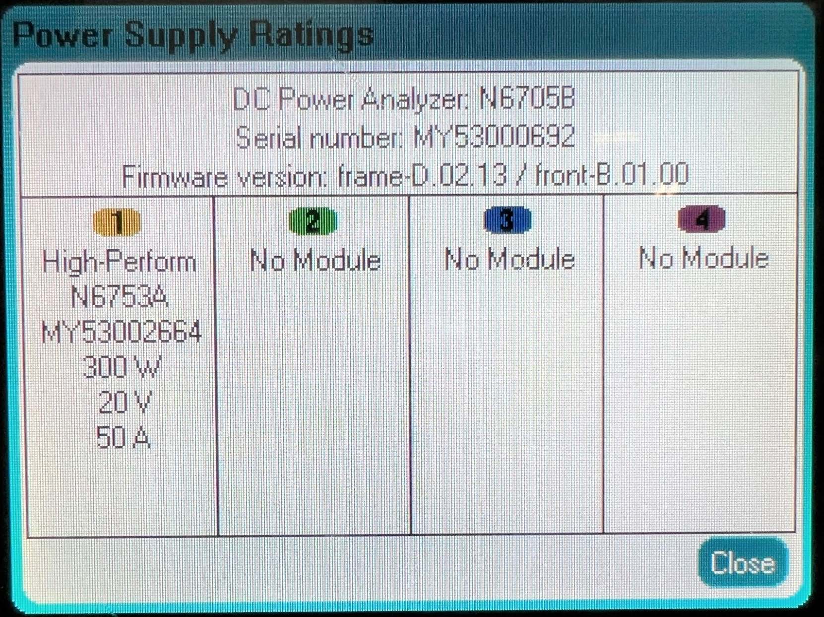 Keysight N6753A High-Performance Autoranging DC Power Module / 20V / 50A / 300W