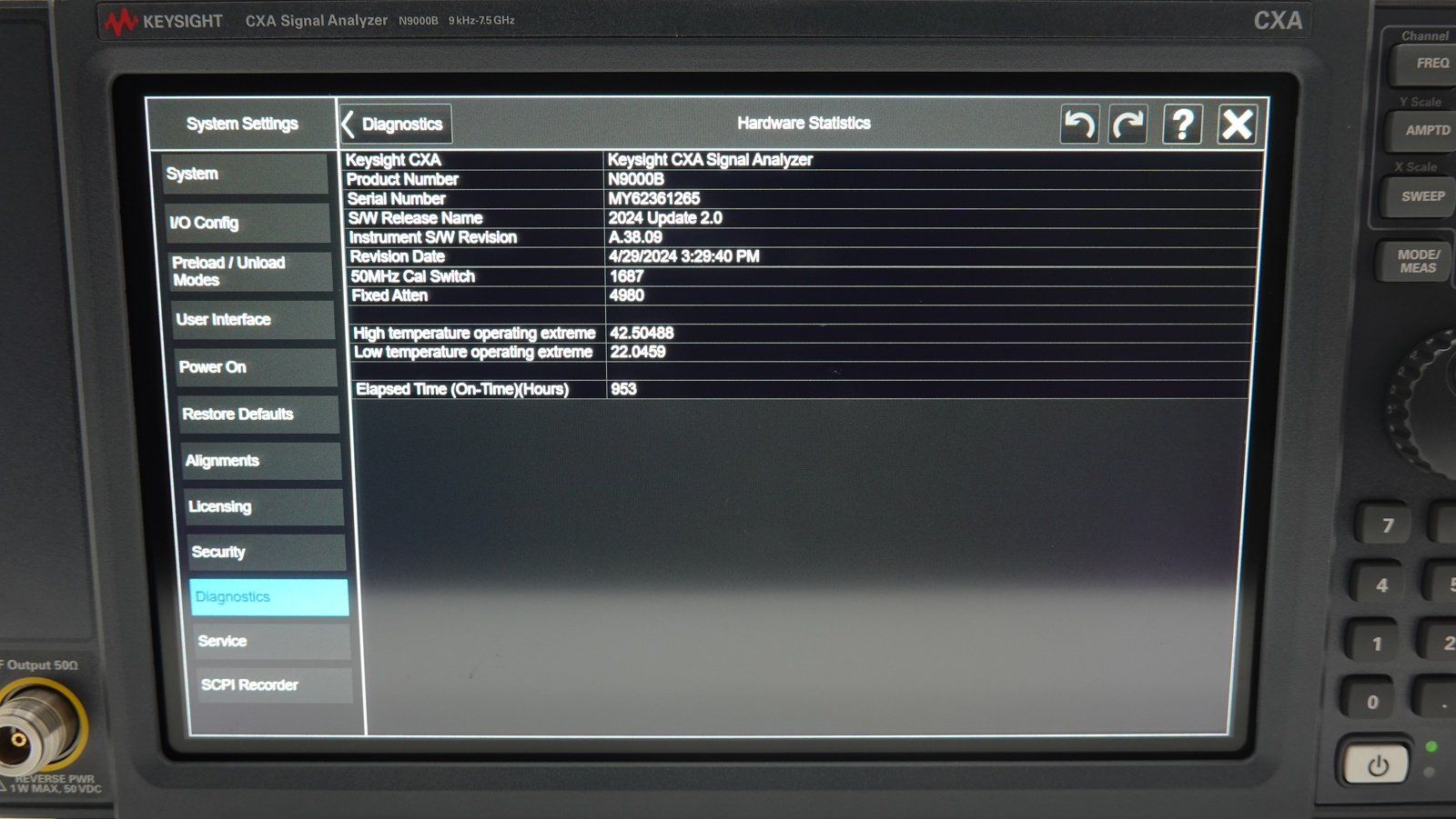 Keysight N9000B-507 9 kHz to 7.5 GHz