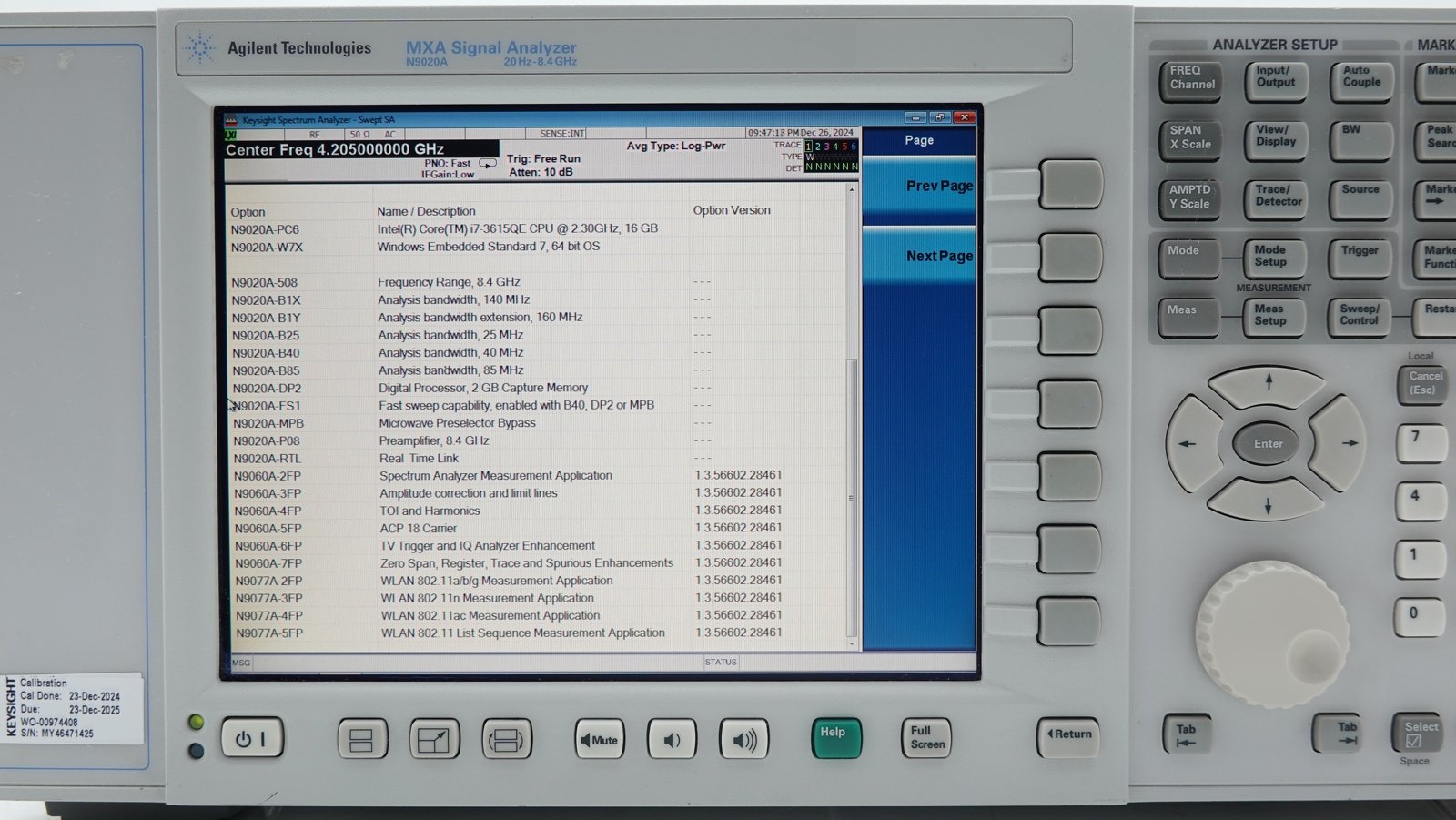 Keysight N9020A-508 10 Hz to 8.4 GHz