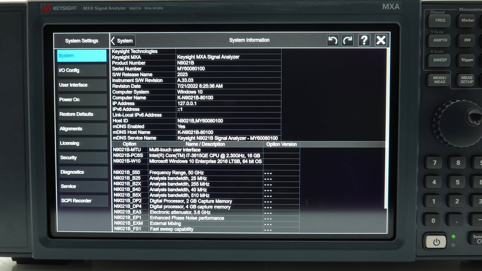 Keysight N9021B-550 10 Hz to 50 GHz