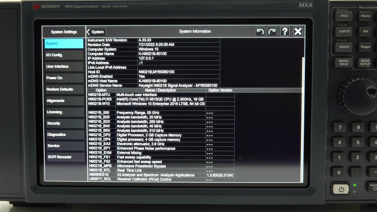 Keysight N9021B-550 10 Hz to 50 GHz