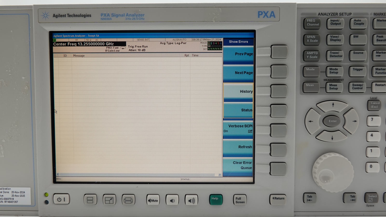 Keysight N9030A-526 3 Hz to 26.5 GHz 