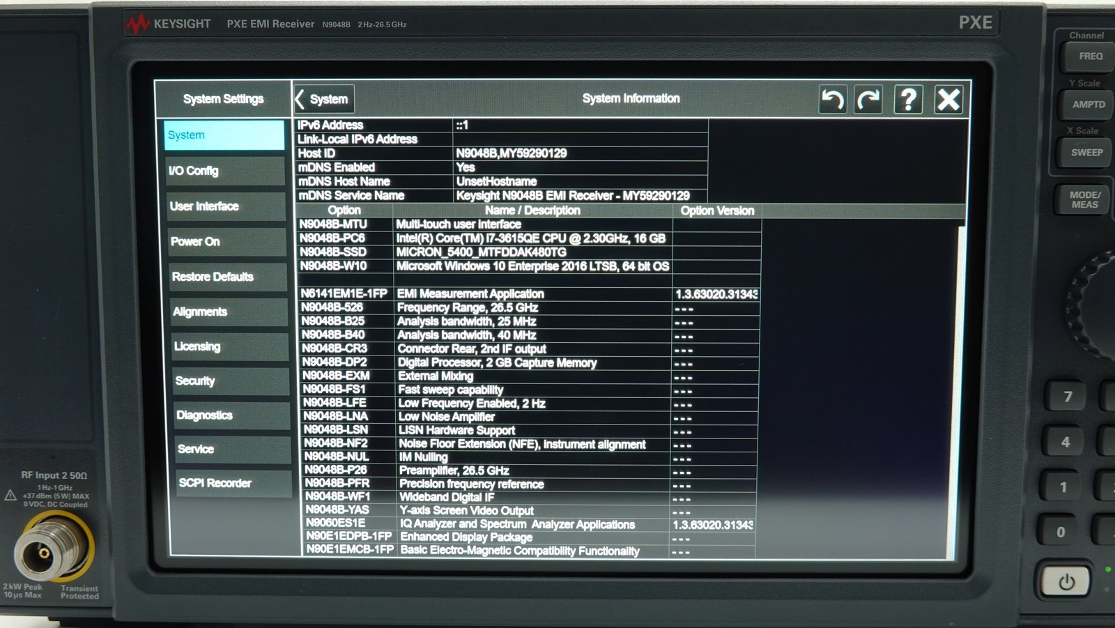 Keysight N9048B-526 1 Hz to 26.5 GHz frequency range