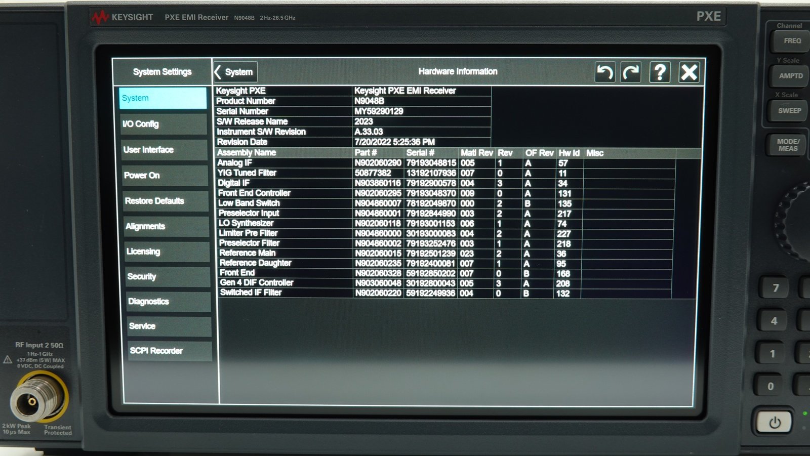 Keysight N9048B-526 1 Hz to 26.5 GHz frequency range