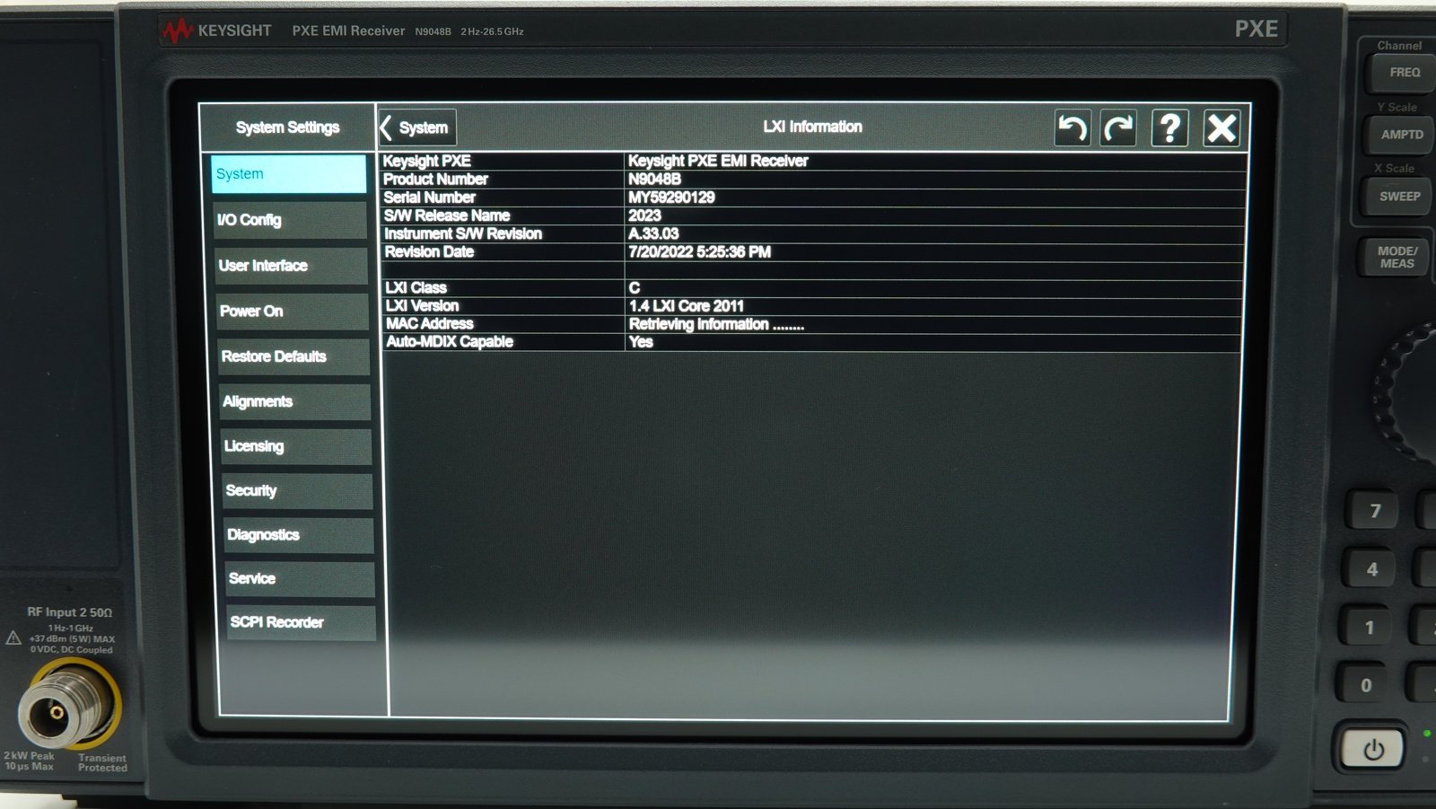 Keysight N9048B-526 1 Hz to 26.5 GHz frequency range