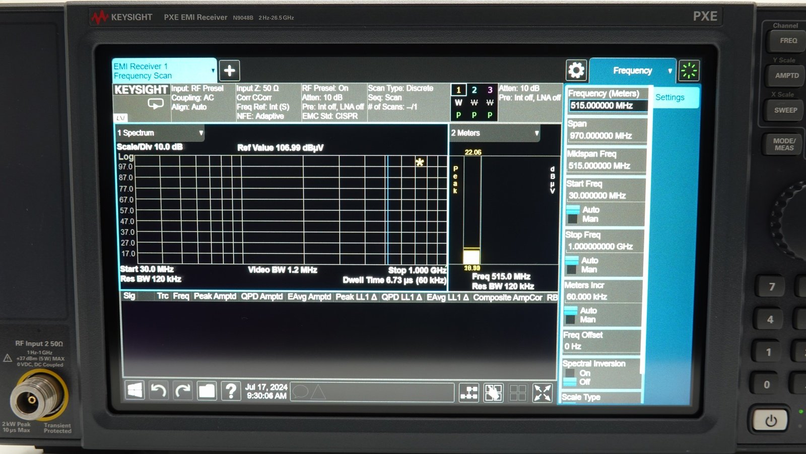 Keysight N9048B-526 1 Hz to 26.5 GHz frequency range