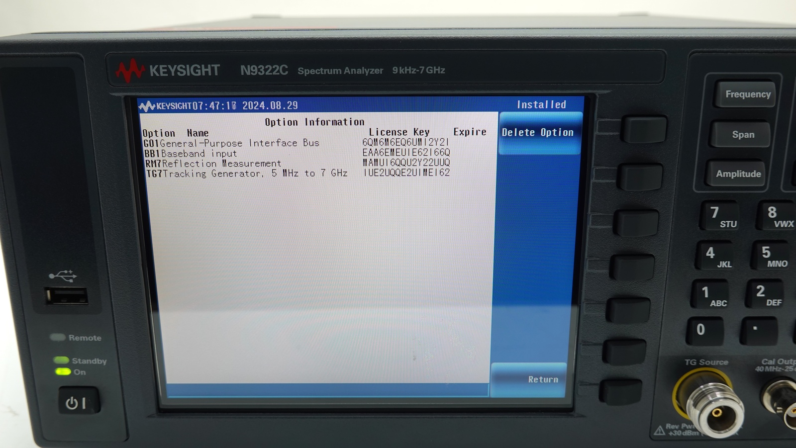 Keysight N9322C Basic Spectrum Analyzer (BSA) / 9 kHz to 7 GHz