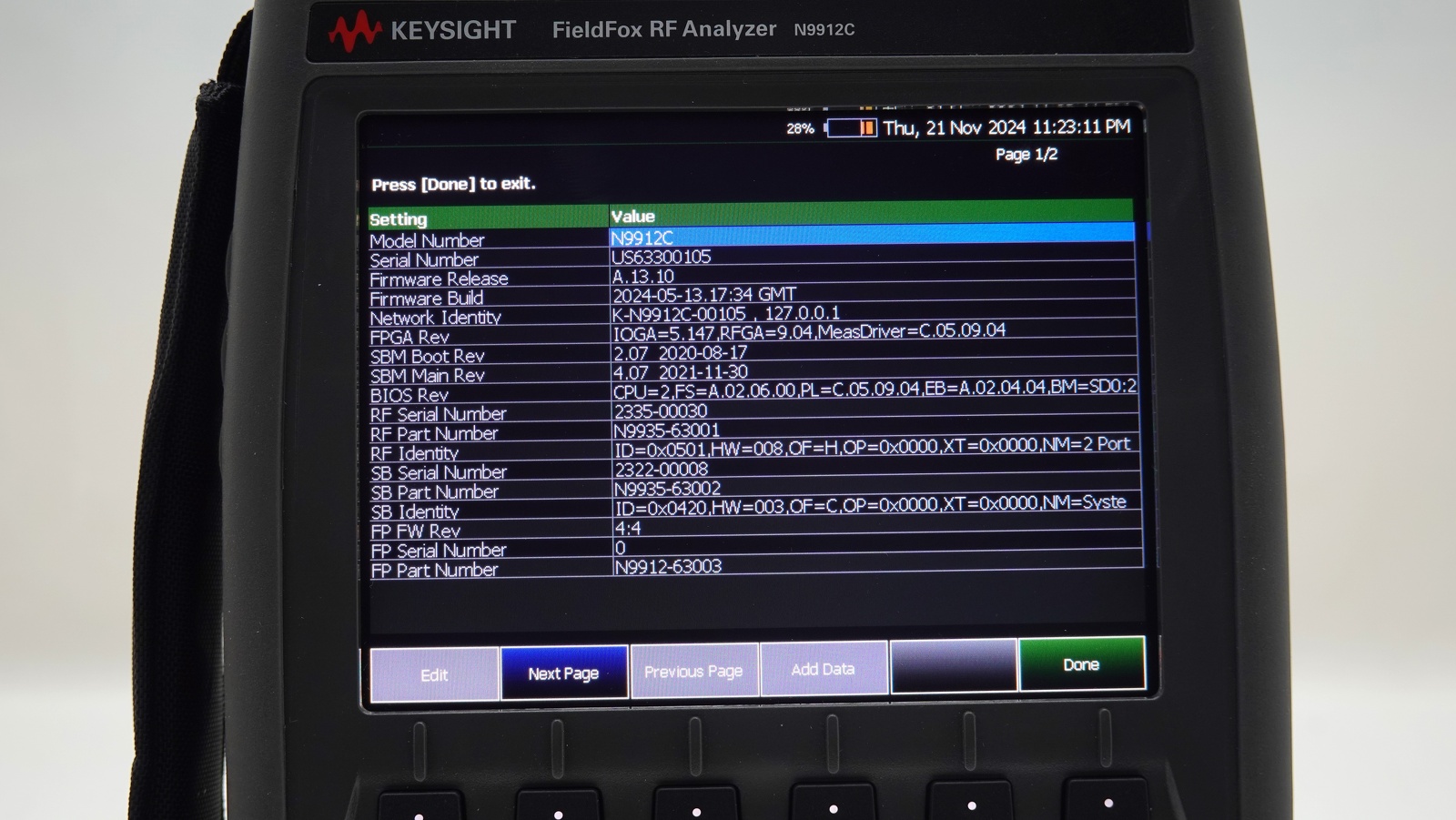 Keysight N9912C FieldFox Handheld RF Analyzer