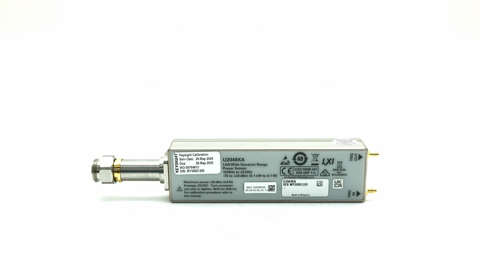 Keysight U2049XA LAN Peak and Average Power Sensor / 10 MHz to 33 GHz